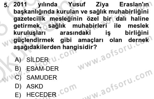 Haber Türleri Dersi 2022 - 2023 Yılı Yaz Okulu Sınav Soruları 5. Soru