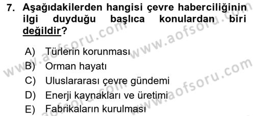 Haber Türleri Dersi 2022 - 2023 Yılı Yaz Okulu Sınav Soruları 7. Soru