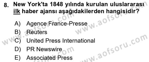Haber Türleri Dersi 2022 - 2023 Yılı Yaz Okulu Sınav Soruları 8. Soru