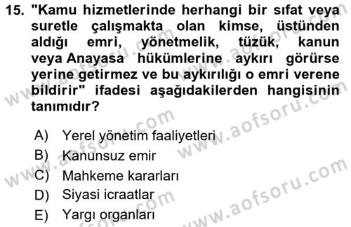 Haber Türleri Dersi 2023 - 2024 Yılı (Vize) Ara Sınav Soruları 15. Soru
