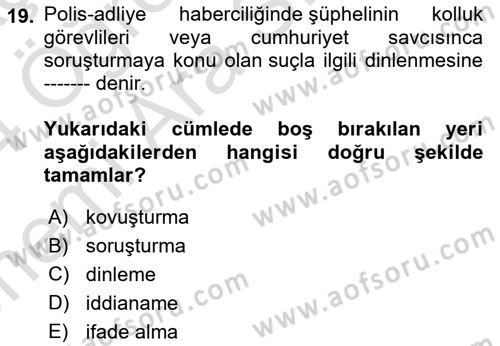 Haber Türleri Dersi 2023 - 2024 Yılı (Vize) Ara Sınav Soruları 19. Soru