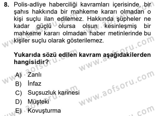 Haber Türleri Dersi 2023 - 2024 Yılı (Vize) Ara Sınav Soruları 8. Soru