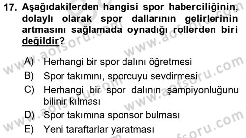 Haber Türleri Dersi 2023 - 2024 Yılı (Final) Dönem Sonu Sınav Soruları 17. Soru
