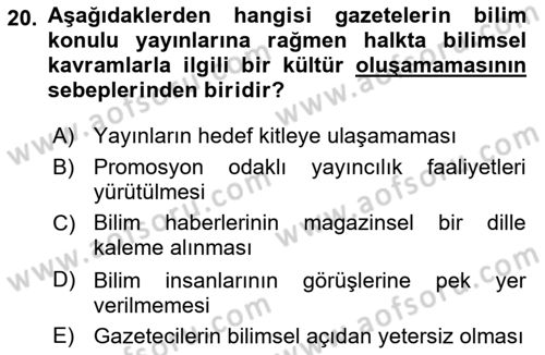 Haber Türleri Dersi 2023 - 2024 Yılı (Final) Dönem Sonu Sınav Soruları 20. Soru