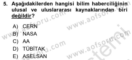 Haber Türleri Dersi 2023 - 2024 Yılı (Final) Dönem Sonu Sınav Soruları 5. Soru