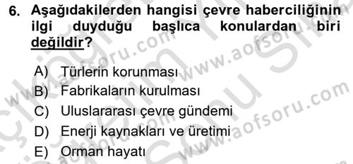 Haber Türleri Dersi 2023 - 2024 Yılı (Final) Dönem Sonu Sınav Soruları 6. Soru