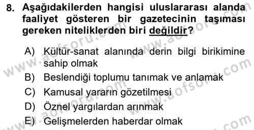 Haber Türleri Dersi 2023 - 2024 Yılı (Final) Dönem Sonu Sınav Soruları 8. Soru