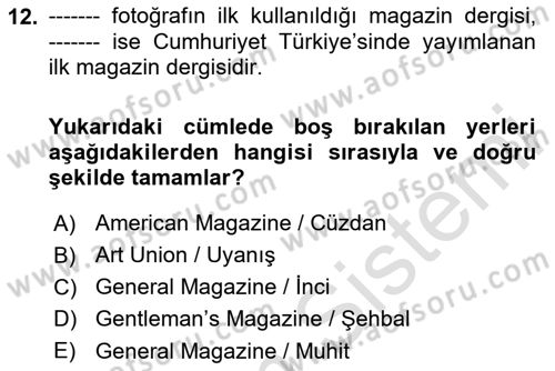 Haber Türleri Dersi 2023 - 2024 Yılı Yaz Okulu Sınav Soruları 12. Soru
