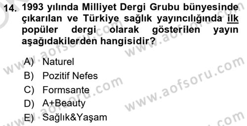 Haber Türleri Dersi 2023 - 2024 Yılı Yaz Okulu Sınav Soruları 14. Soru