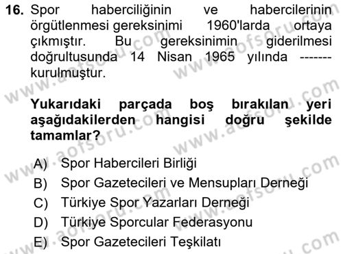 Haber Türleri Dersi 2023 - 2024 Yılı Yaz Okulu Sınav Soruları 16. Soru