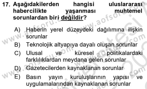 Haber Türleri Dersi 2023 - 2024 Yılı Yaz Okulu Sınav Soruları 17. Soru