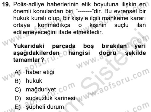 Haber Türleri Dersi 2023 - 2024 Yılı Yaz Okulu Sınav Soruları 19. Soru