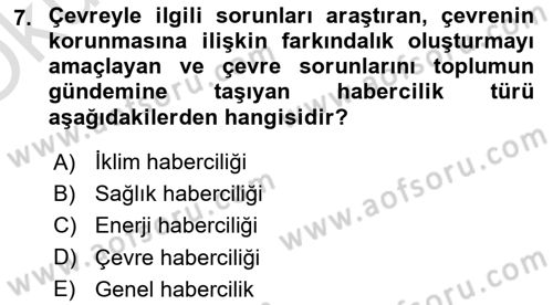 Haber Türleri Dersi 2023 - 2024 Yılı Yaz Okulu Sınav Soruları 7. Soru