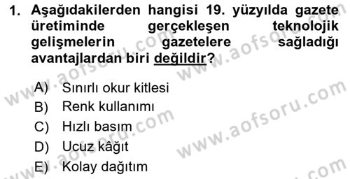 Haber Türleri Dersi 2024 - 2025 Yılı (Vize) Ara Sınav Soruları 1. Soru