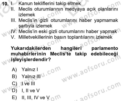 Haber Türleri Dersi 2024 - 2025 Yılı (Vize) Ara Sınav Soruları 10. Soru