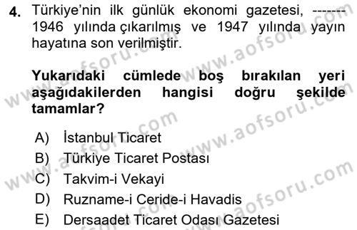Haber Türleri Dersi 2024 - 2025 Yılı (Vize) Ara Sınav Soruları 4. Soru