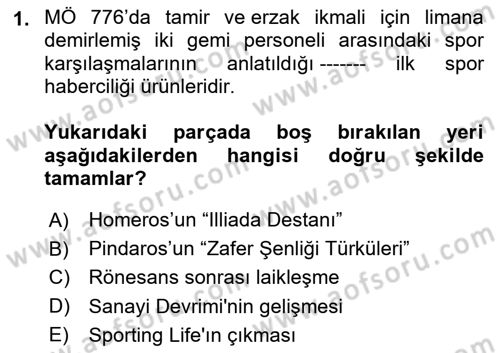 Haber Türleri Dersi Dönem Sonu Sınavı Deneme Sınav Soruları 1. Soru