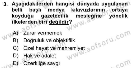 Haber Türleri Dersi 2024 - 2025 Yılı (Final) Dönem Sonu Sınav Soruları 3. Soru