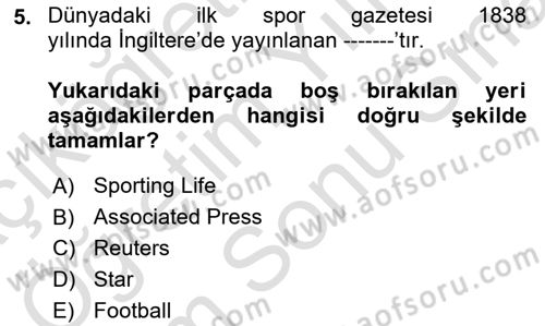 Haber Türleri Dersi 2024 - 2025 Yılı (Final) Dönem Sonu Sınav Soruları 5. Soru