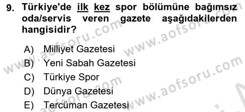 Haber Türleri Dersi 2024 - 2025 Yılı (Final) Dönem Sonu Sınav Soruları 9. Soru