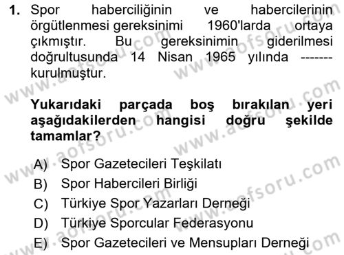 Haber Türleri Dersi 2024 - 2025 Yılı Yaz Okulu Sınav Soruları 1. Soru