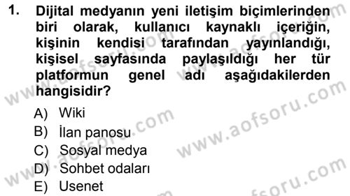 İnternet Yayıncılığı Dersi Ara Sınavı Deneme Sınav Soruları 1. Soru