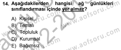 İnternet Yayıncılığı Dersi Ara Sınavı Deneme Sınav Soruları 14. Soru