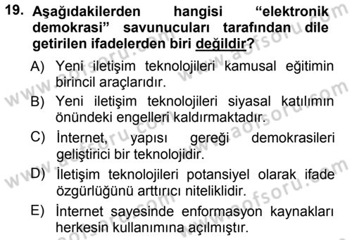 İnternet Yayıncılığı Dersi Ara Sınavı Deneme Sınav Soruları 19. Soru