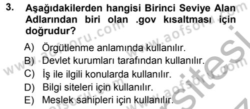 İnternet Yayıncılığı Dersi Ara Sınavı Deneme Sınav Soruları 3. Soru