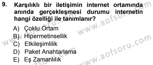 İnternet Yayıncılığı Dersi Ara Sınavı Deneme Sınav Soruları 9. Soru