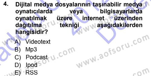 İnternet Yayıncılığı Dersi 2012 - 2013 Yılı (Final) Dönem Sonu Sınav Soruları 4. Soru