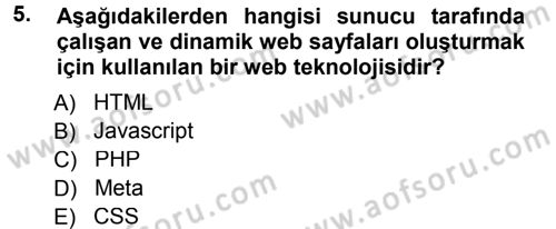 İnternet Yayıncılığı Dersi 2012 - 2013 Yılı (Final) Dönem Sonu Sınav Soruları 5. Soru