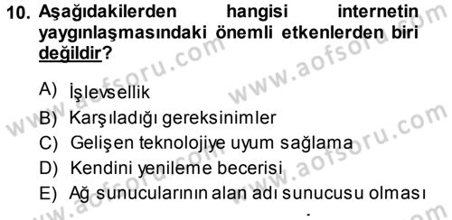 İnternet Yayıncılığı Dersi Ara Sınavı Deneme Sınav Soruları 10. Soru