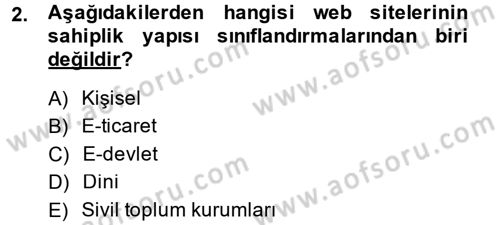 İnternet Yayıncılığı Dersi Ara Sınavı Deneme Sınav Soruları 2. Soru