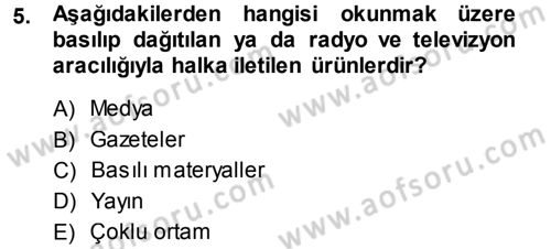 İnternet Yayıncılığı Dersi Ara Sınavı Deneme Sınav Soruları 5. Soru