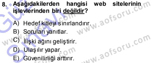 İnternet Yayıncılığı Dersi 2013 - 2014 Yılı (Vize) Ara Sınav Soruları 8. Soru