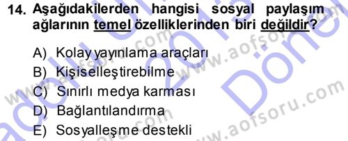 İnternet Yayıncılığı Dersi 2013 - 2014 Yılı (Final) Dönem Sonu Sınav Soruları 14. Soru