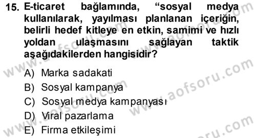 İnternet Yayıncılığı Dersi 2013 - 2014 Yılı (Final) Dönem Sonu Sınav Soruları 15. Soru