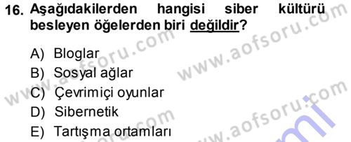 İnternet Yayıncılığı Dersi 2013 - 2014 Yılı (Final) Dönem Sonu Sınav Soruları 16. Soru