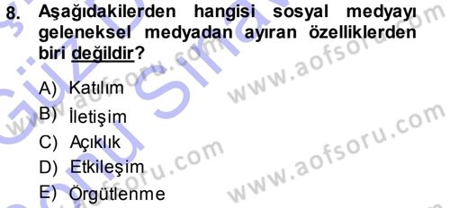İnternet Yayıncılığı Dersi 2013 - 2014 Yılı (Final) Dönem Sonu Sınav Soruları 8. Soru