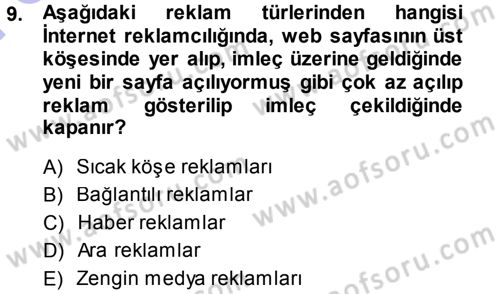 İnternet Yayıncılığı Dersi 2013 - 2014 Yılı (Final) Dönem Sonu Sınav Soruları 9. Soru