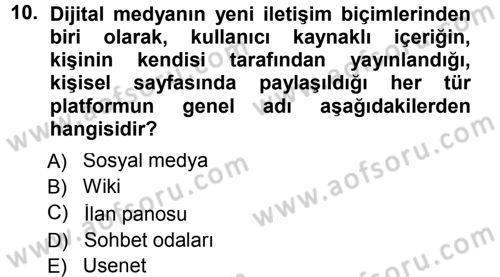 İnternet Yayıncılığı Dersi 2013 - 2014 Yılı Tek Ders Sınav Soruları 10. Soru