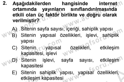 İnternet Yayıncılığı Dersi 2013 - 2014 Yılı Tek Ders Sınav Soruları 2. Soru