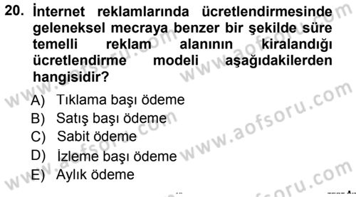 İnternet Yayıncılığı Dersi 2013 - 2014 Yılı Tek Ders Sınav Soruları 20. Soru