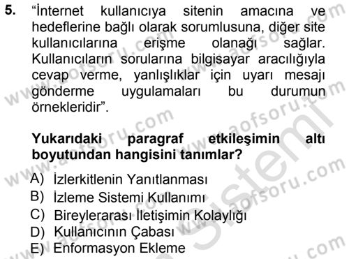 İnternet Yayıncılığı Dersi 2013 - 2014 Yılı Tek Ders Sınav Soruları 5. Soru