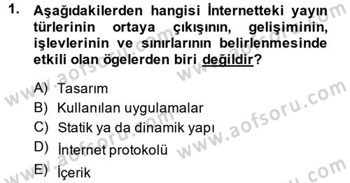İnternet Yayıncılığı Dersi 2014 - 2015 Yılı (Vize) Ara Sınav Soruları 1. Soru