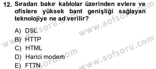 İnternet Yayıncılığı Dersi Ara Sınavı Deneme Sınav Soruları 12. Soru