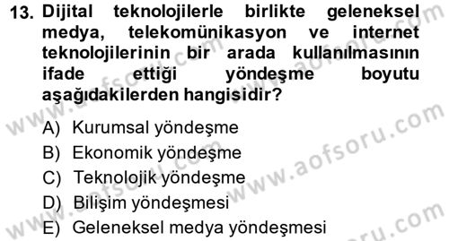 İnternet Yayıncılığı Dersi Ara Sınavı Deneme Sınav Soruları 13. Soru