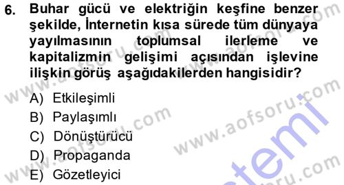 İnternet Yayıncılığı Dersi Ara Sınavı Deneme Sınav Soruları 6. Soru