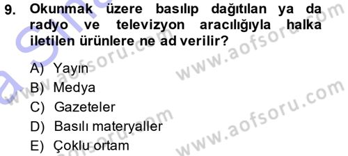 İnternet Yayıncılığı Dersi Ara Sınavı Deneme Sınav Soruları 9. Soru